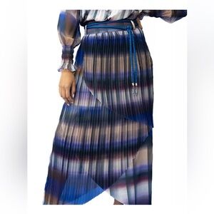 Adrienne Landou Soleil Crossover Pleated Skirt Size Medium